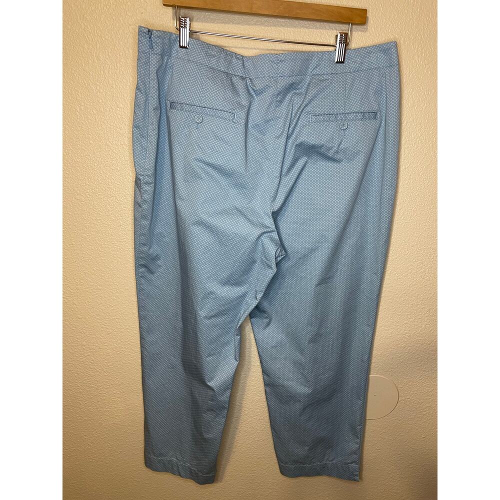 Talbots Baby Blue Cottage Print Side Zip Closure Semi Stretch Capri Pants 16 - Picture 2 of 12
